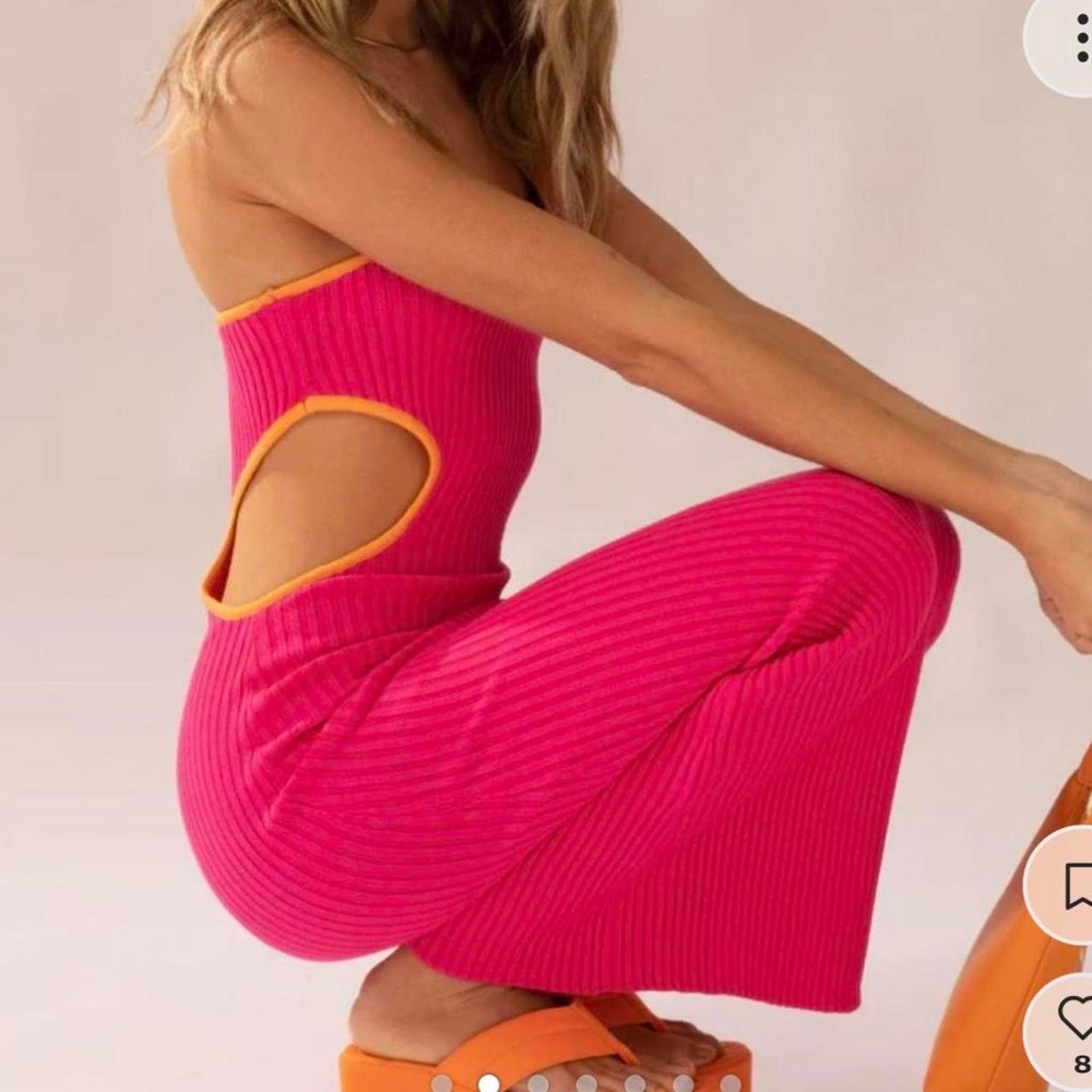 Peppermayo Fuchsia and Orange Sunrise Cove Maxi Dress